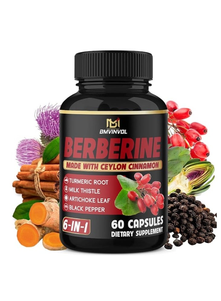 BMVINVOL Berberine with Ceylon Cinnamon, Turmeric, Milk Thistle, Artichoke, Black Pepper 60 Count - Image 1