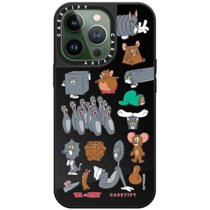 Casetify Mirror Case for iPhone 13 Pro 【Tom and Jerry Colab/Reflective / 4.9ft Drop Protection/Compatible with Magsafe】 - Pattern Sticker - Black on Black - Image 2