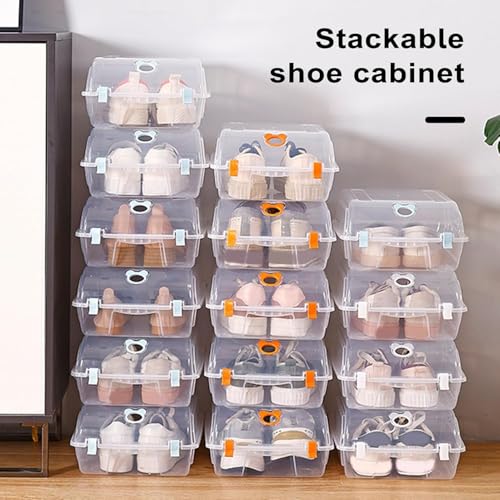 c s m CSM Multipurpose Stackable Rectangular Footwear Storage Organiser(SHOEBOX-2) Containers with Lid, Clear Plastic, Large, Pack of 2 - Image 2