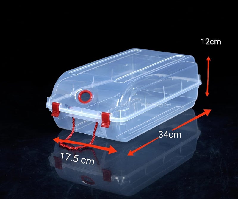 c s m CSM Multipurpose Stackable Rectangular Footwear Storage Organiser(SHOEBOX-2) Containers with Lid, Clear Plastic, Large, Pack of 2 - Image 3
