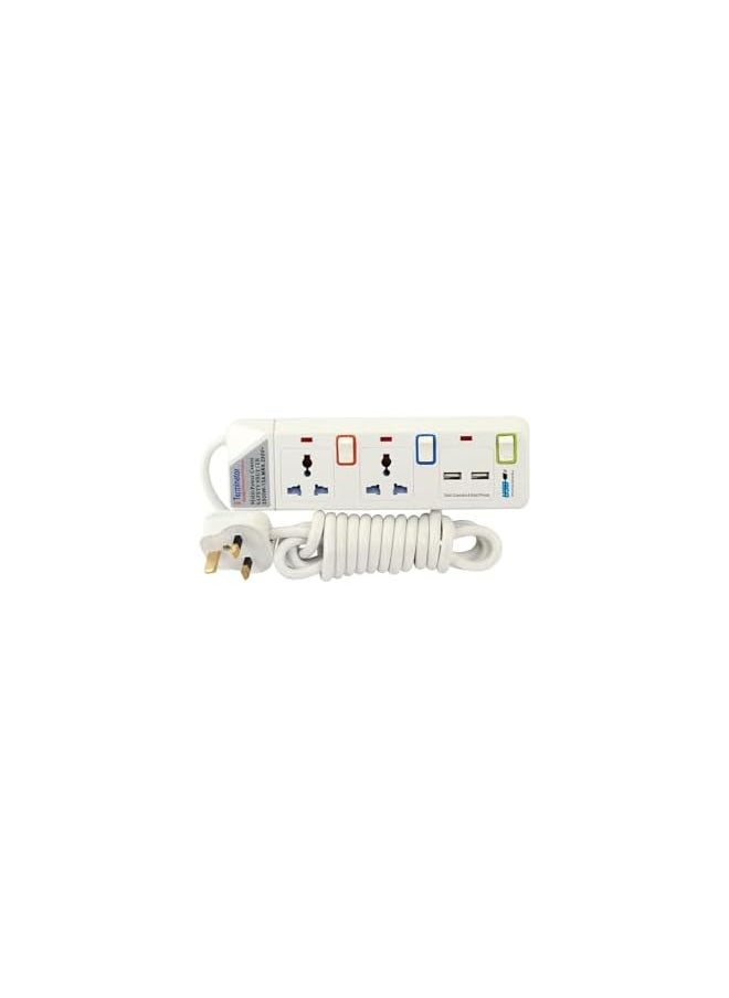 Terminator Terminator- 2 Way Power Extension Socket With 2 Usb 3M  - Image 2