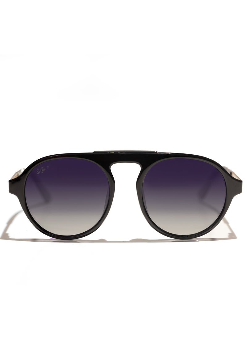 selfie Selfie Polarized Black Lense Shiny Black Frame Sunglasses, SE8224-C1  - Image 1