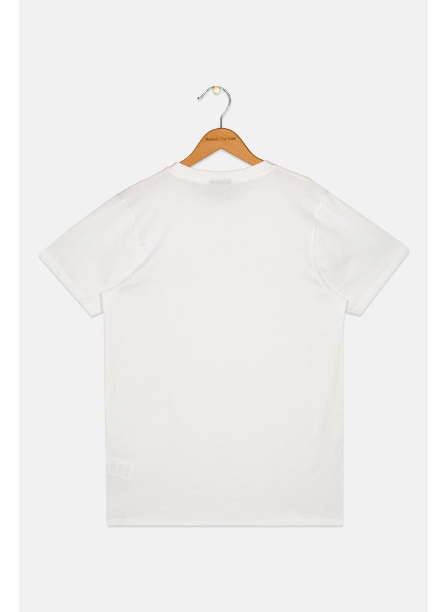 Ellesse Kids Boys Sportswear Fit Short Sleeve Training T-Shirt, White Combo  - Image 2
