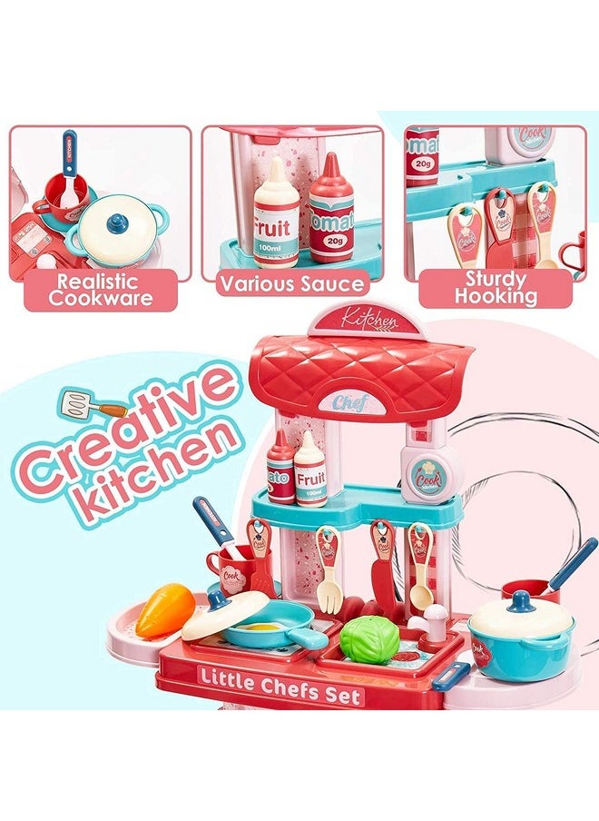 HS Enterprise - Plastic Kitchen Store 3 In 1 Kitchen Suitcase For Kids Mini Kitchen Play Set Portable Cooking Suitcase Toys Mini Kitchen Play Set For Kids Girls (Multi) - Image 1
