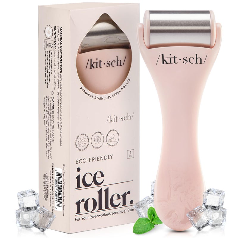 Kitsch Ice Roller for Face Stainless Steel Face Ice Roller to Reduce Puffiness Redness Headaches Cooling Facial Roller for Skin Care Irritation Relief SpaLike Experience at Home Pink