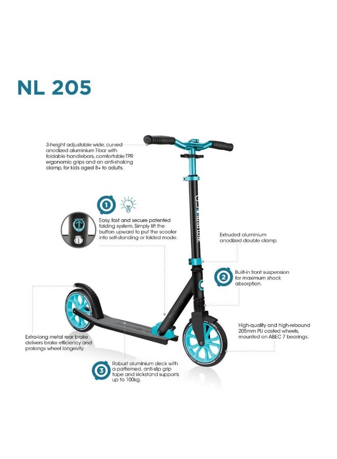 Globber NL 500-205 2-Wheel Scooter (Black/Teal) - Image 1