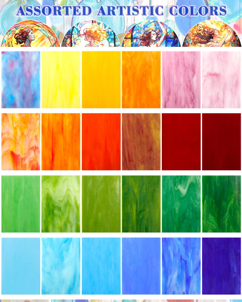 FIVEIZERO 24 Sheets Stained Glass 4x6 Inch â€“ Rainbow Stained Glass Sheets for DIY Crafts, Mosaic Glass Art, Fused Glass Supplies, Iridescent Mixed Colors for Home Decor & Suncatchers - Image 3