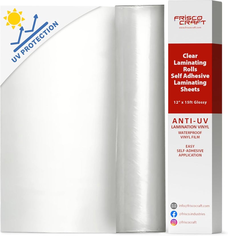 فريسكو كرافت رولات فريسكو كرافت للتغليف الشفاف (Frisco Craft Clear Laminating Rolls) – أوراق لاصقة ذاتية الالتصاق، فيلم فينيل مقاوم للماء لمستلزمات المكتب، أوراق لاصقة شفافة لمشاريع الحرف اليدوية، سهلة وسريعة التطبيق. - Image 1