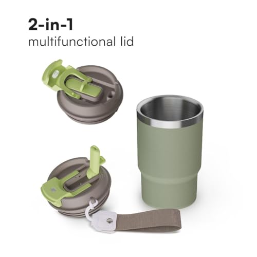 Wosta Travel Mug, Insulated Coffee Cup with Leakproof Lid,Vacuum Insulation Stainless Steel Reusable for Hot Cold Coffee, Non-Slip Protective Cover, (Lime Green, 479 Ml) - Image 3