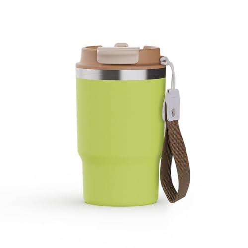 Wosta Travel Mug, Insulated Coffee Cup with Leakproof Lid,Vacuum Insulation Stainless Steel Reusable for Hot Cold Coffee, Non-Slip Protective Cover, (Lime Green, 479 Ml) - Image 1