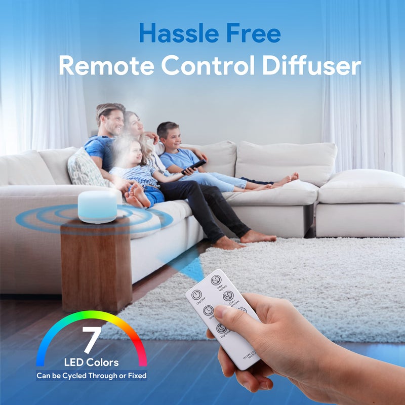 ASAKUKI 500ml Premium Essential Oil Diffuser with Remote Control, 5 in 1 Ultrasonic Aromatherapy Fragrant Oil Humidifier Vaporizer, Timer and Auto-Off Switch (White) - Image 5