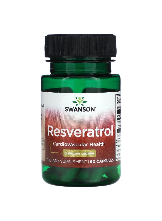SWANSON سوانسون، ريسفيراترول، 5 ملغ، 60 كبسولة - Image 1