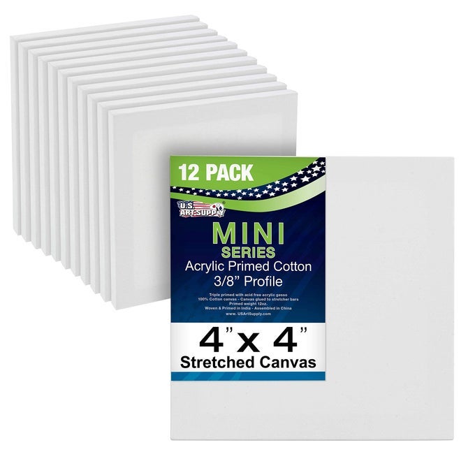 4X4 MINI CANVASES FOR PAINTING 12 PACK BULK SMALL STRETCHED ARTIST CANVAS PROFESSIONAL PRIMED IDEAL FOR ARTS CRAFTS
