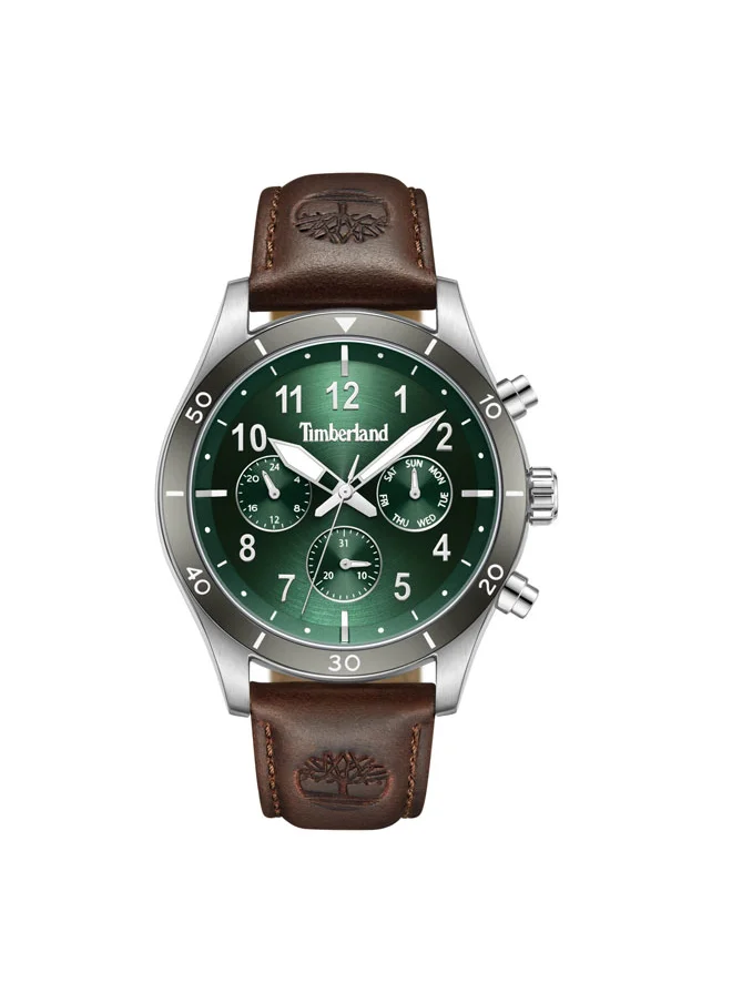 Timberland Ashmont 44 mm Men's Multifunction Watch Green Dial  & Brown Leather Strap