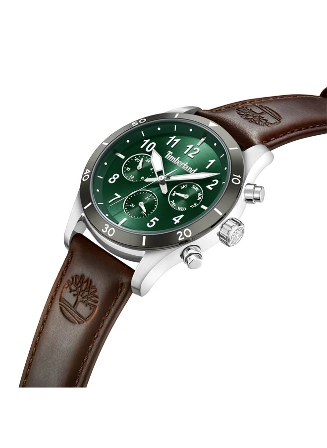 Timberland Ashmont 44 mm Men's Multifunction Watch Green Dial  & Brown Leather Strap