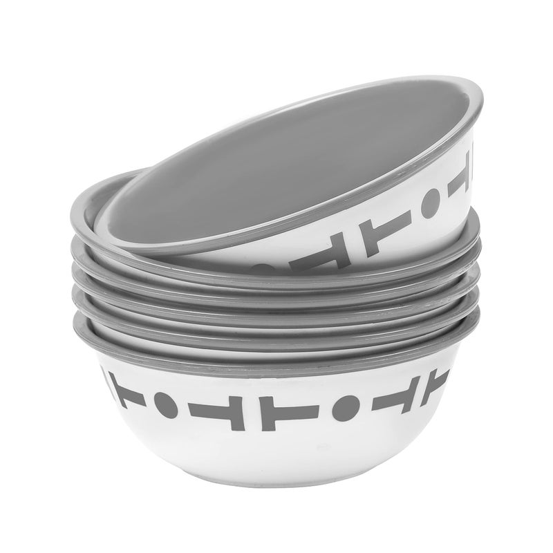 Cutting EDGE Double Color Big Bowl for Mixing, Snacks, Kitchen, Serving Food, Microwave Safe Plastic Bowl 300ml Capacity Pack of 6 Grey - Image 1
