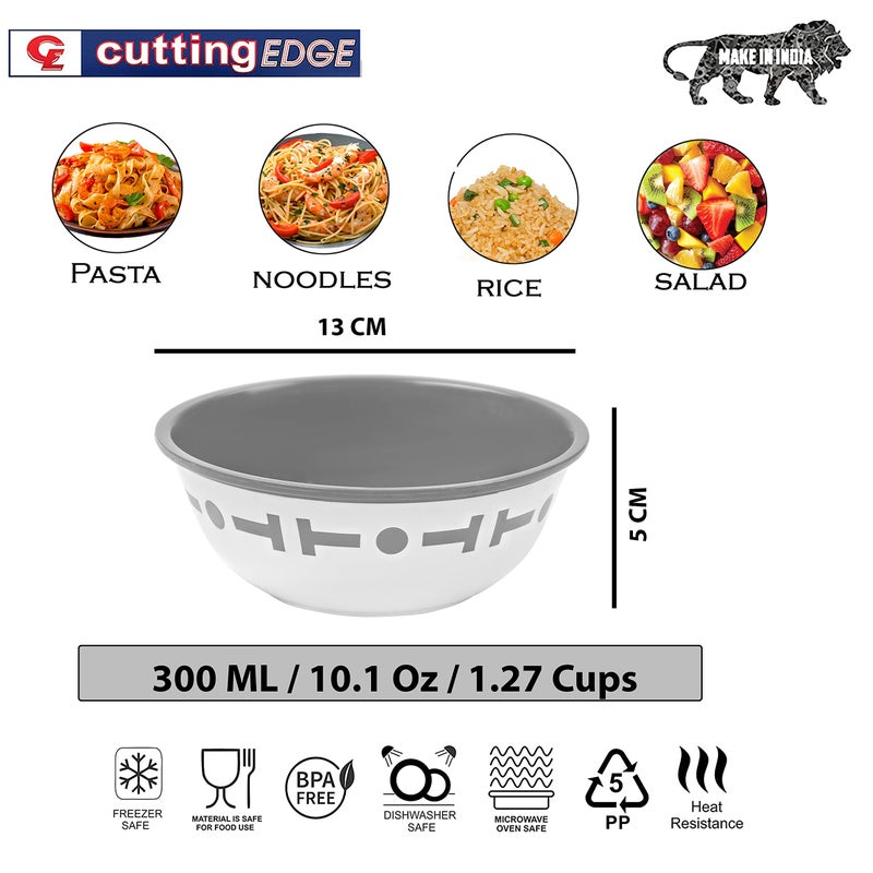 Cutting EDGE Double Color Big Bowl for Mixing, Snacks, Kitchen, Serving Food, Microwave Safe Plastic Bowl 300ml Capacity Pack of 6 Grey - Image 4
