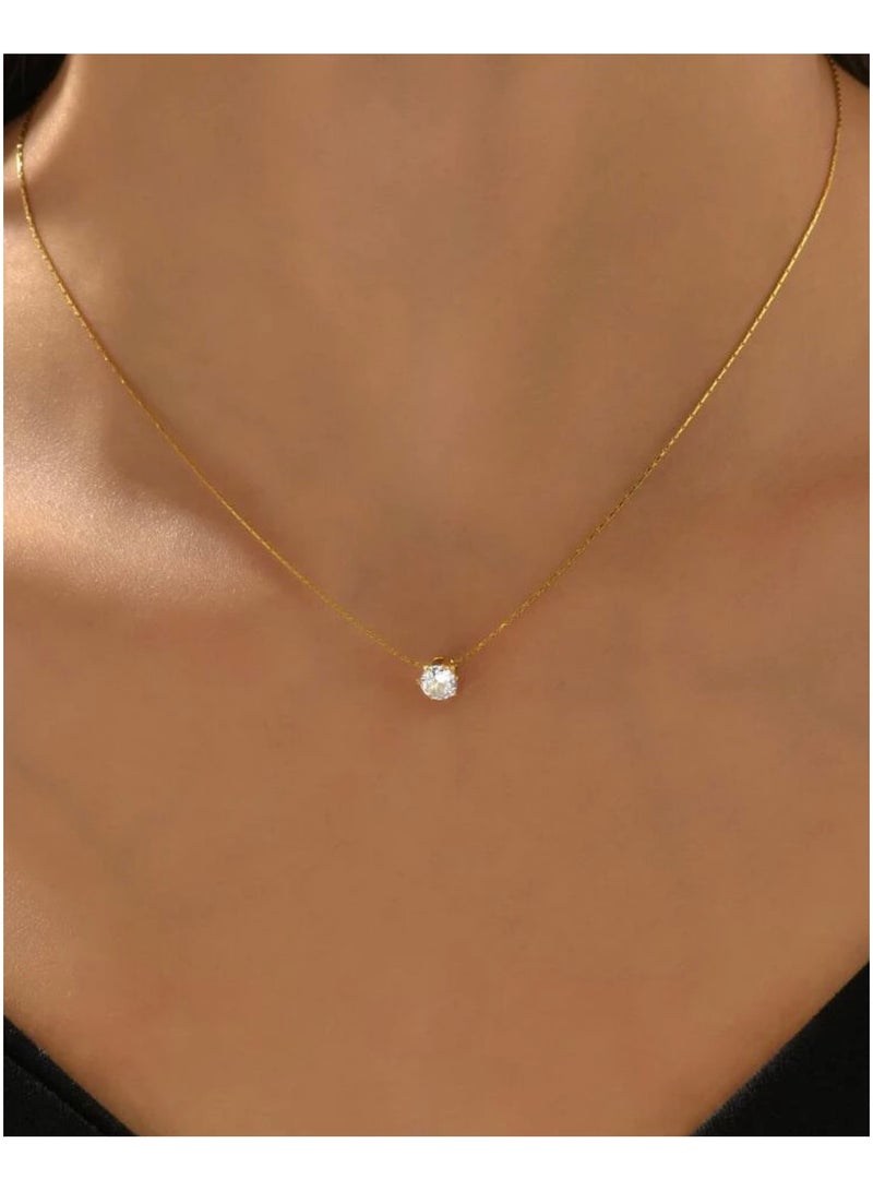 Jewelry 4You Elegant Gold Stainless Steel Necklace For Women With Small Zirconia Pendant - Image 1