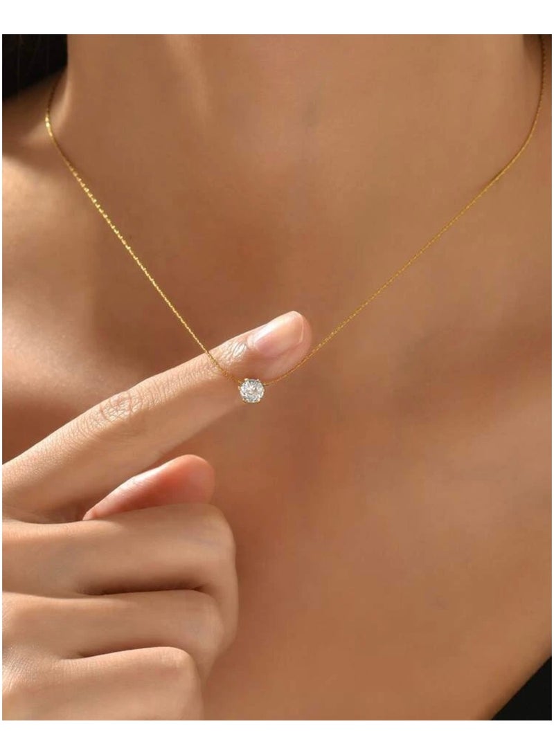 Jewelry 4You Elegant Gold Stainless Steel Necklace For Women With Small Zirconia Pendant - Image 3