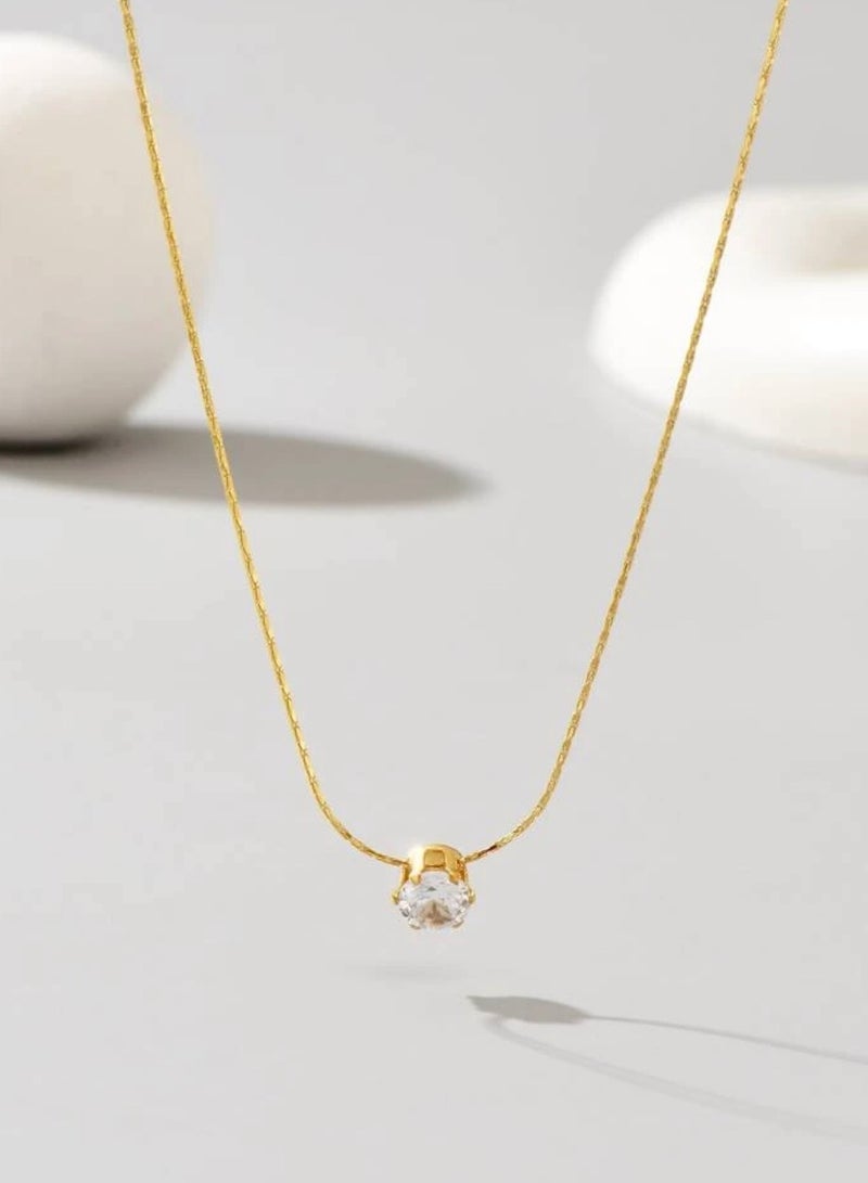 Jewelry 4You Elegant Gold Stainless Steel Necklace For Women With Small Zirconia Pendant - Image 4