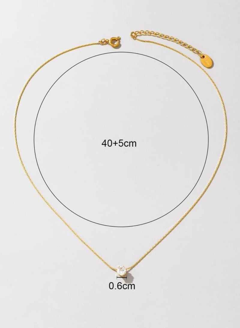 Jewelry 4You Elegant Gold Stainless Steel Necklace For Women With Small Zirconia Pendant - Image 5