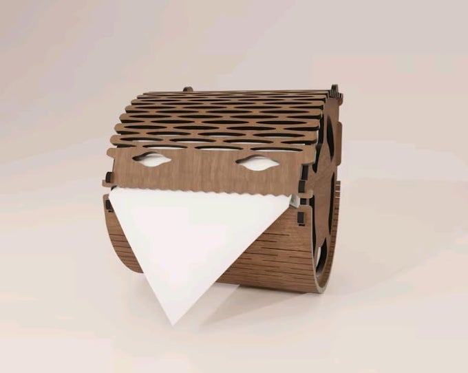 WOODEN TOILET PAPER HOLDER WALL MOUNTED TISSUE DISPENSER 12 X 11 X 11 CM BROWN