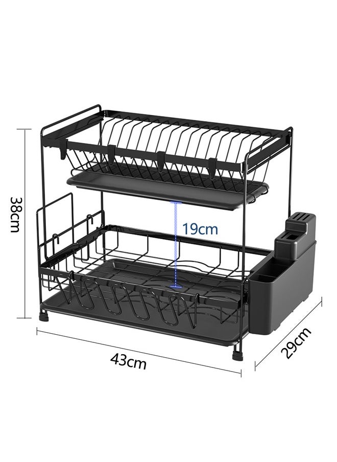 Occuwzz Dish Drying Stand With Drainer 2 Tiers Large Kitchen Dish Rack with Removable Cutting Board Holder Utensil Holder and Cup Holder  - Image 2