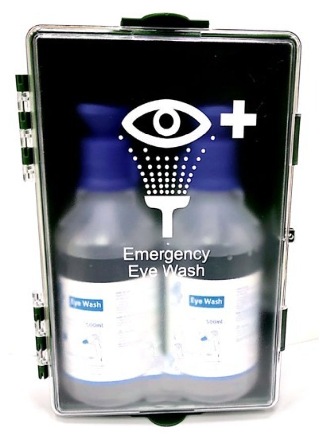 مجموعة محلول غسيل العين الطارئ مع زجاجتين من المحلول الملحي المعقم سعة 500 مل للعناية الفورية بالعين - Image 3