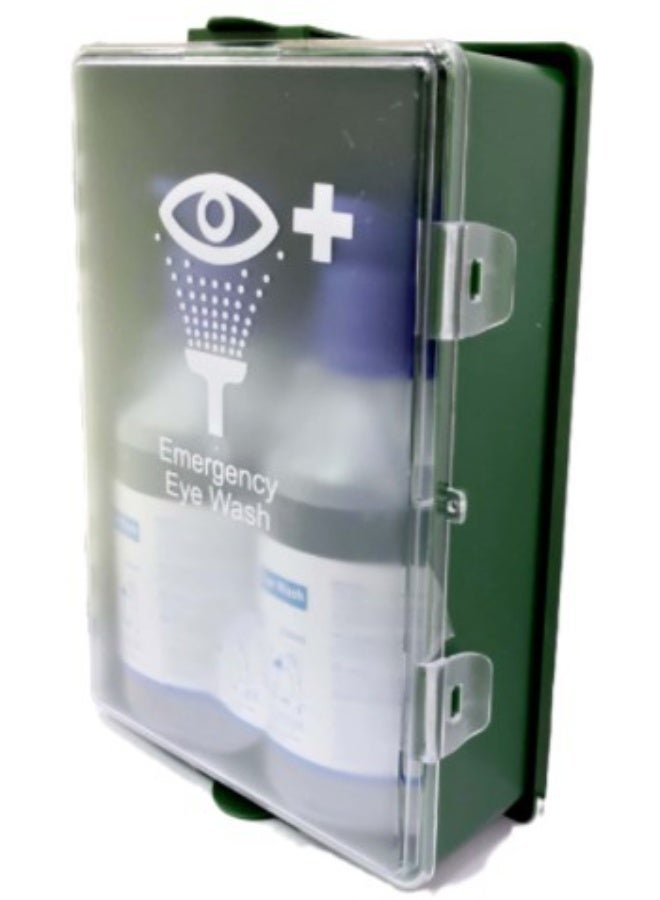 مجموعة محلول غسيل العين الطارئ مع زجاجتين من المحلول الملحي المعقم سعة 500 مل للعناية الفورية بالعين - Image 2