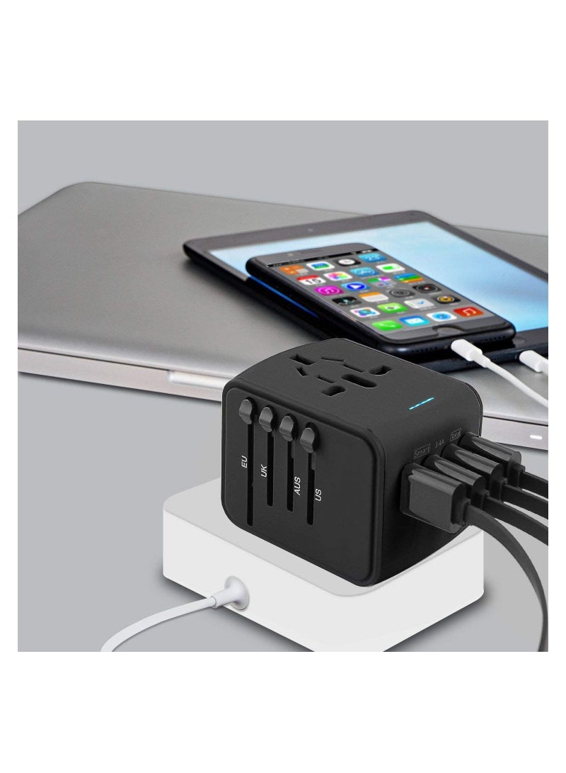 International Travel Adapter Universal Power Adapter Worldwide All in One 4 USB with Electrical Plug Perfect for European US, EU, UK, AU 160 Countries - Image 2