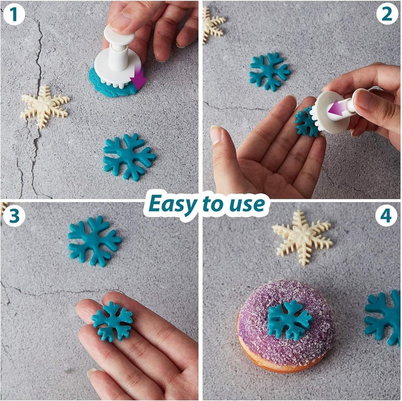 Bake House Combo 12PCS Snowflake Cookie Cutters Decorating Fondant Embossing Tool Christmas Cookie Cutters Snowflake Plunger Cake Cutter Pack Off 12 - Image 3