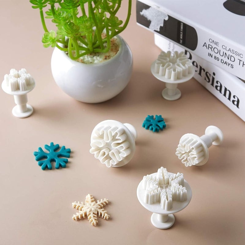 Bake House Combo 12PCS Snowflake Cookie Cutters Decorating Fondant Embossing Tool Christmas Cookie Cutters Snowflake Plunger Cake Cutter Pack Off 12 - Image 4