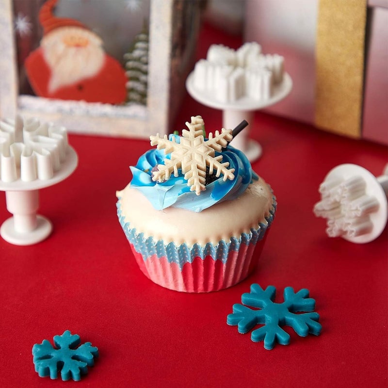 Bake House Combo 12PCS Snowflake Cookie Cutters Decorating Fondant Embossing Tool Christmas Cookie Cutters Snowflake Plunger Cake Cutter Pack Off 12 - Image 5