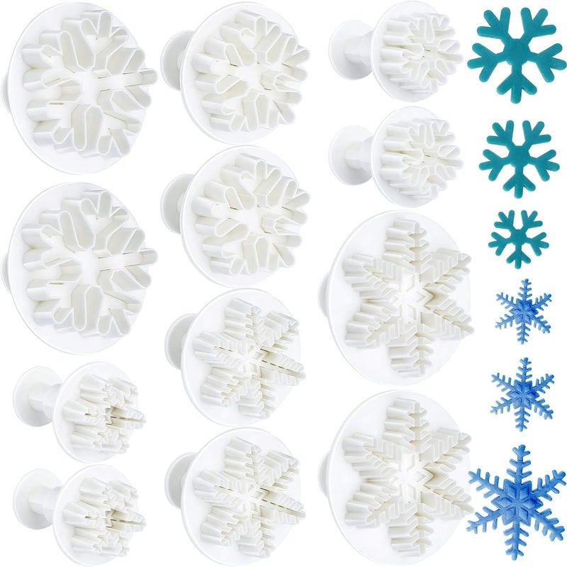 Bake House Combo 12PCS Snowflake Cookie Cutters Decorating Fondant Embossing Tool Christmas Cookie Cutters Snowflake Plunger Cake Cutter Pack Off 12 - Image 1