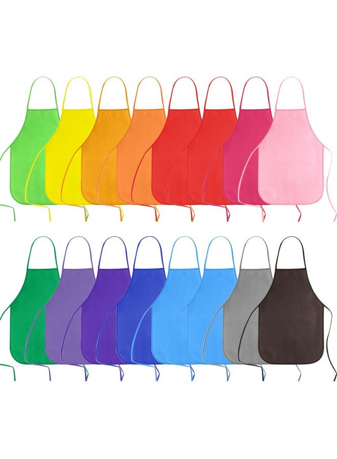 KUUQA 16 Pack Kids Art Aprons Children Painting Aprons Art Smocks Bulk for Craft Home Kitchen Classroom - Image 1