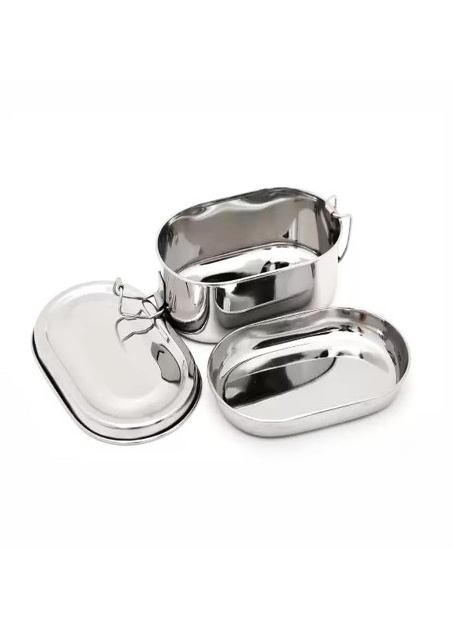Next Future Stainless Steel Meal Pack Square Lunch Box/Tiffin with Steel Separator Plate and Locking Clip (Medium) (1- Tier, Capsule, Small) - Image 1