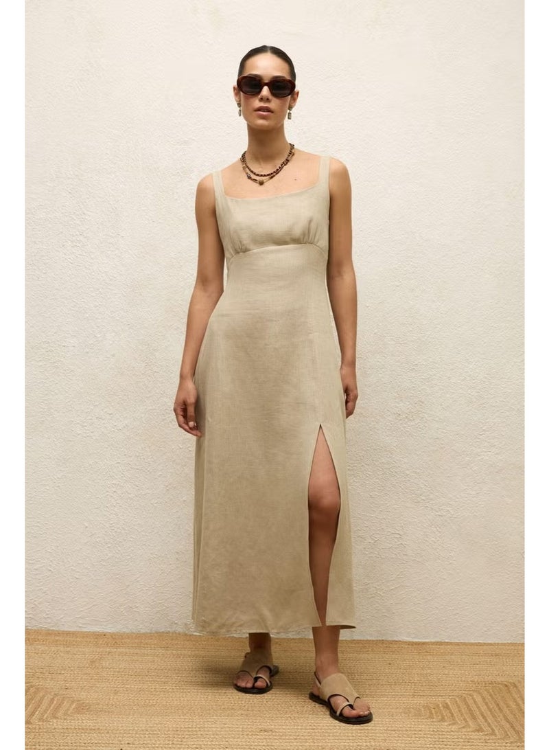 Manuka Beige Linen Sundress - Image 1