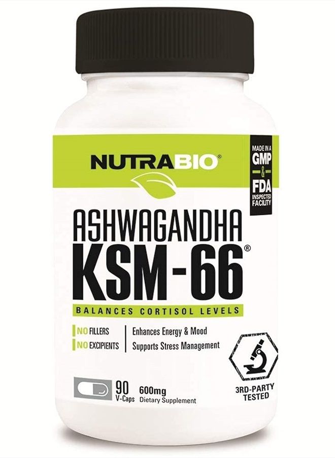 Ashwagandha KSM-66 Herbal Supplement for Better Overall Body Health, 600mg- 90 Vegetable Capsules