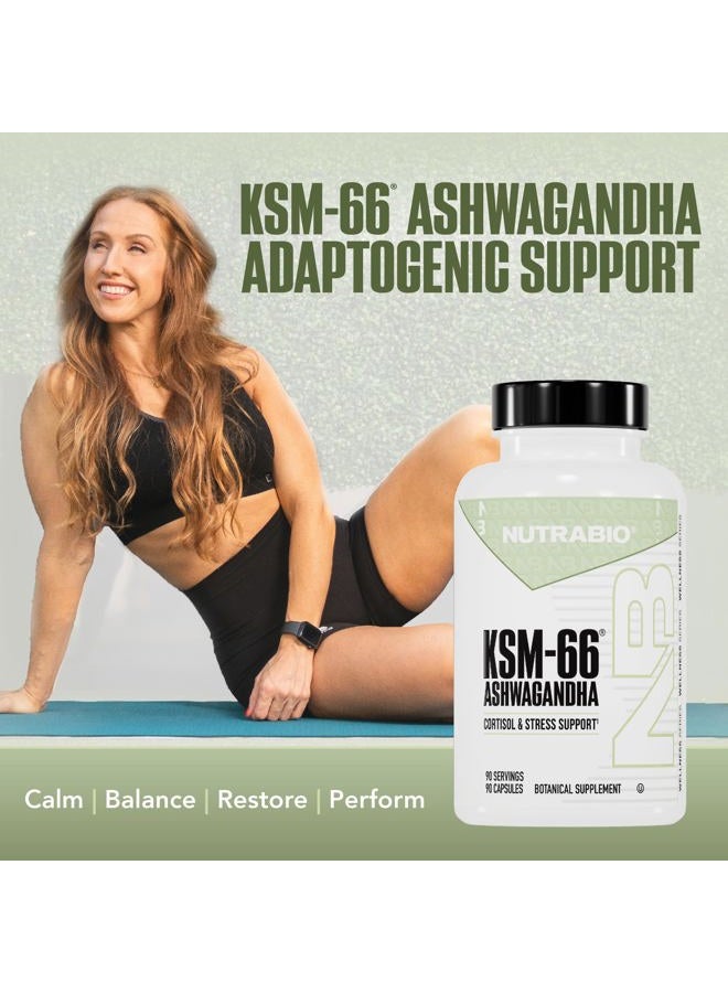 NutraBio Ashwagandha KSM-66 | Ashwaganda Herbal Supplement for Stress, Mood, & Performance | 600 MG of Clinically Studied KSM66 90 Capsules - Image 2