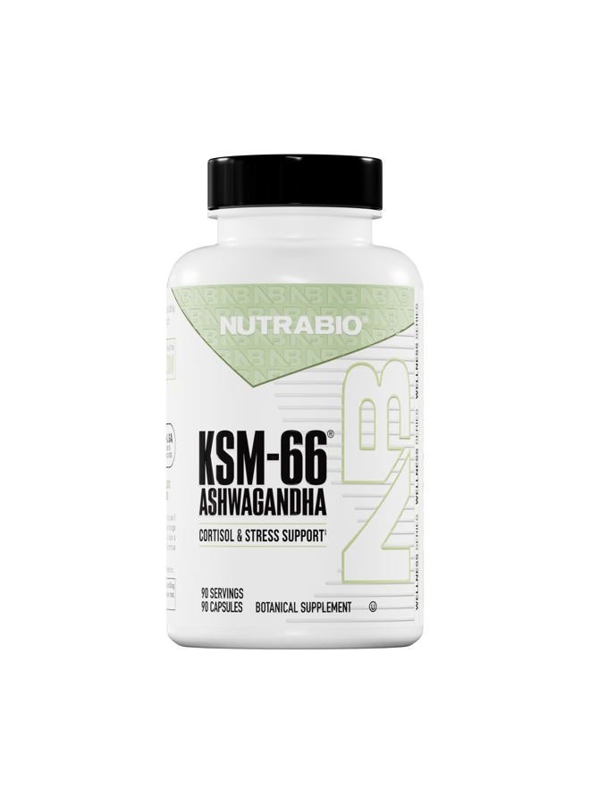 NutraBio Ashwagandha KSM-66 | Ashwaganda Herbal Supplement for Stress, Mood, & Performance | 600 MG of Clinically Studied KSM66 90 Capsules - Image 1