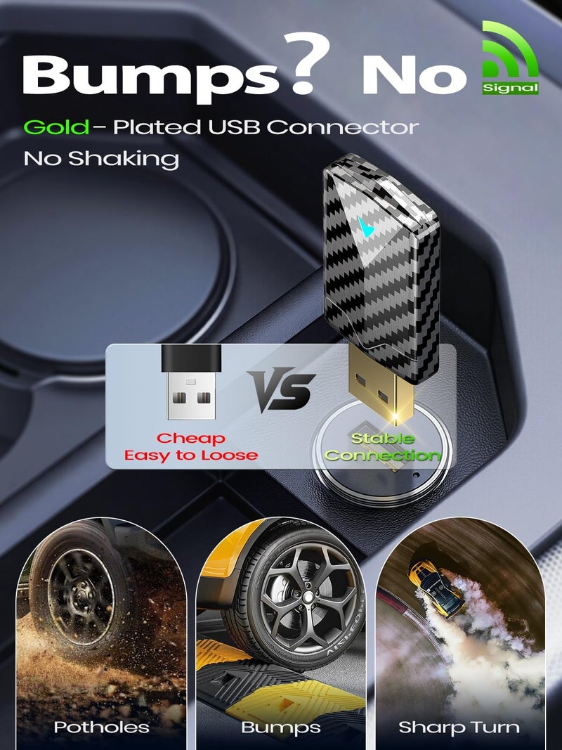 PTGTO Mini Wireless CarPlay Adapter for iPhone & Android Auto (2026 Upgrade), No Delay, Fast & Stable Connection, Plug & Play, Converts Wired to Wireless Carplay Dongle for 2016+ Cars, USB-A/Type-C Port - Image 3