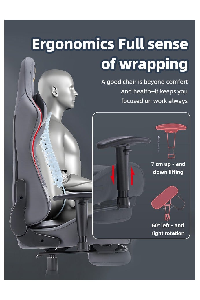 Gaming Chair Computer Chair, Ergonomic High Back Fabric Gaming Chair 3D Handrail, Tilt 180° and Height Adjustable Computer Chair with Neck and Massaging Lumbar Support for Office or Gaming - Image 4
