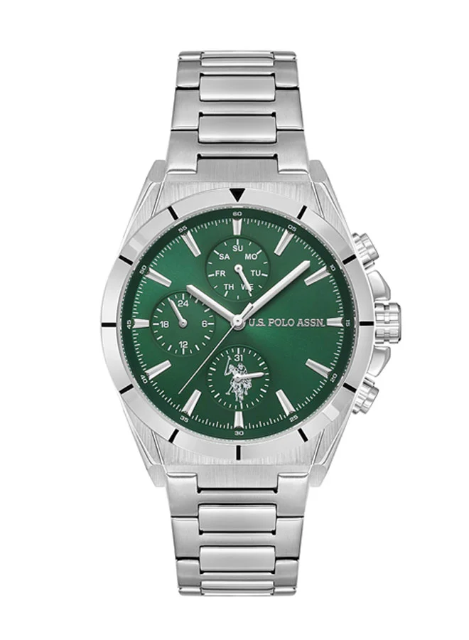 U.S. Polo Assn. Crossing Stainless Steel Bracelet Quartz Analog Watch for Men, 42mm