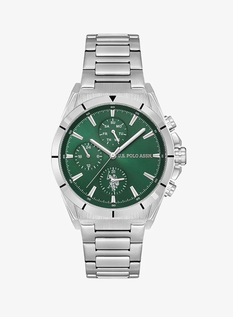 U.S. Polo Assn. Crossing Stainless Steel Bracelet Quartz Analog Watch for Men, 42mm