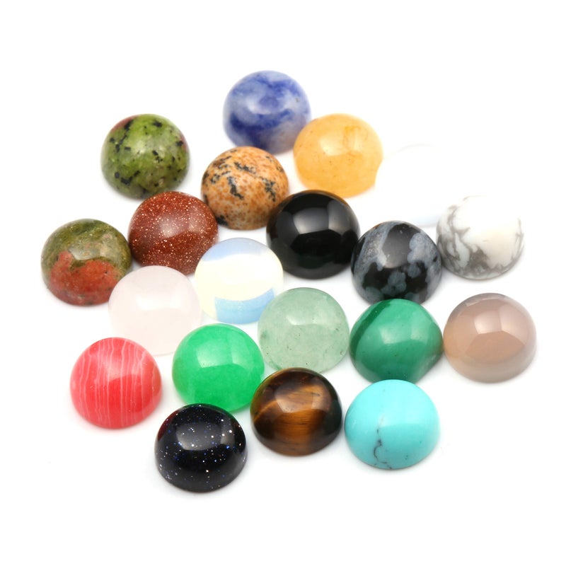 4 mm Cabochon Beads for Jewelry Making Crystal Quartz Natural Stone Round Random Color CAB Cabochon Beads Handmake DIY for Jewelry Making Diameter 4 MM 20pcs