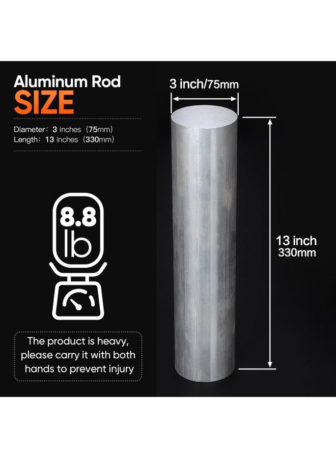 DOUYUDAO 3" Long 13" Aluminum Rod 6061 Aluminum Round Bar T6511 New Stock Solid Extruded Lathe Bar (1.3X13 Inch) - Image 2