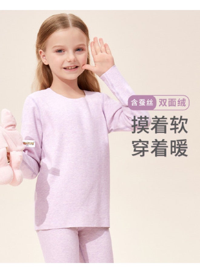 Long time companion girls' Solid Seamless Thermal Underwear Set - Stretchy Kids' Warm Base Layer - Image 1