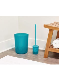 InterDesign iDesign Finn Round Plastic Trash, Compact Waste Basket Garbage Can for Bathroom, Bedroom, Home Office, Dorm, College, Teal  - Image 4