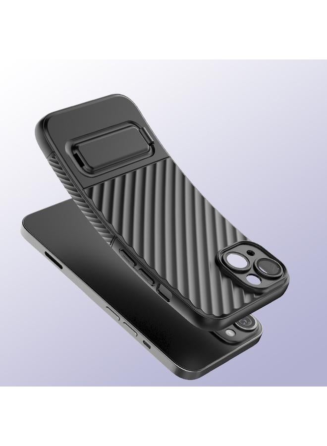 اس-توب جراب لهاتف iPhone 14 مصنوع من مادة TPU ذات ملمس مموج مع غشاء عدسة - Image 4