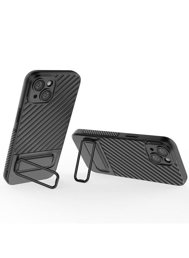 اس-توب جراب لهاتف iPhone 14 مصنوع من مادة TPU ذات ملمس مموج مع غشاء عدسة - Image 3